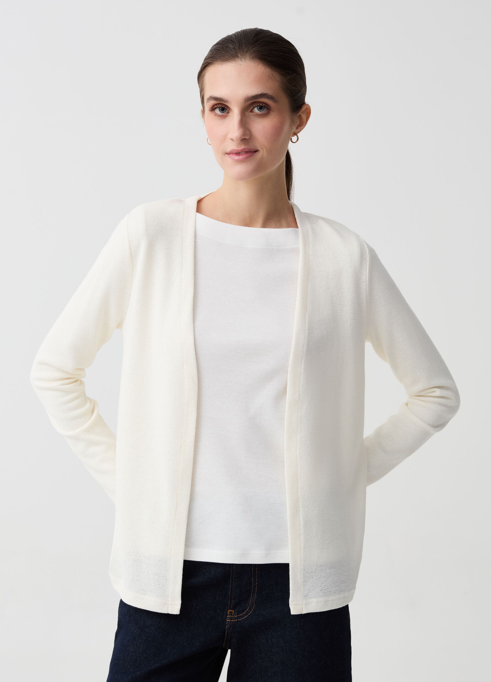 Open mélange cardigan
