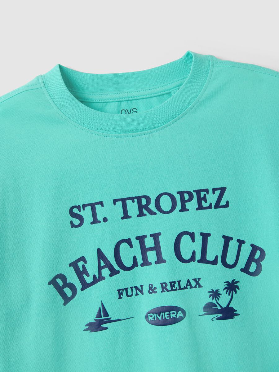 Children's oversized fit pure cotton blue T-shirt with print_3