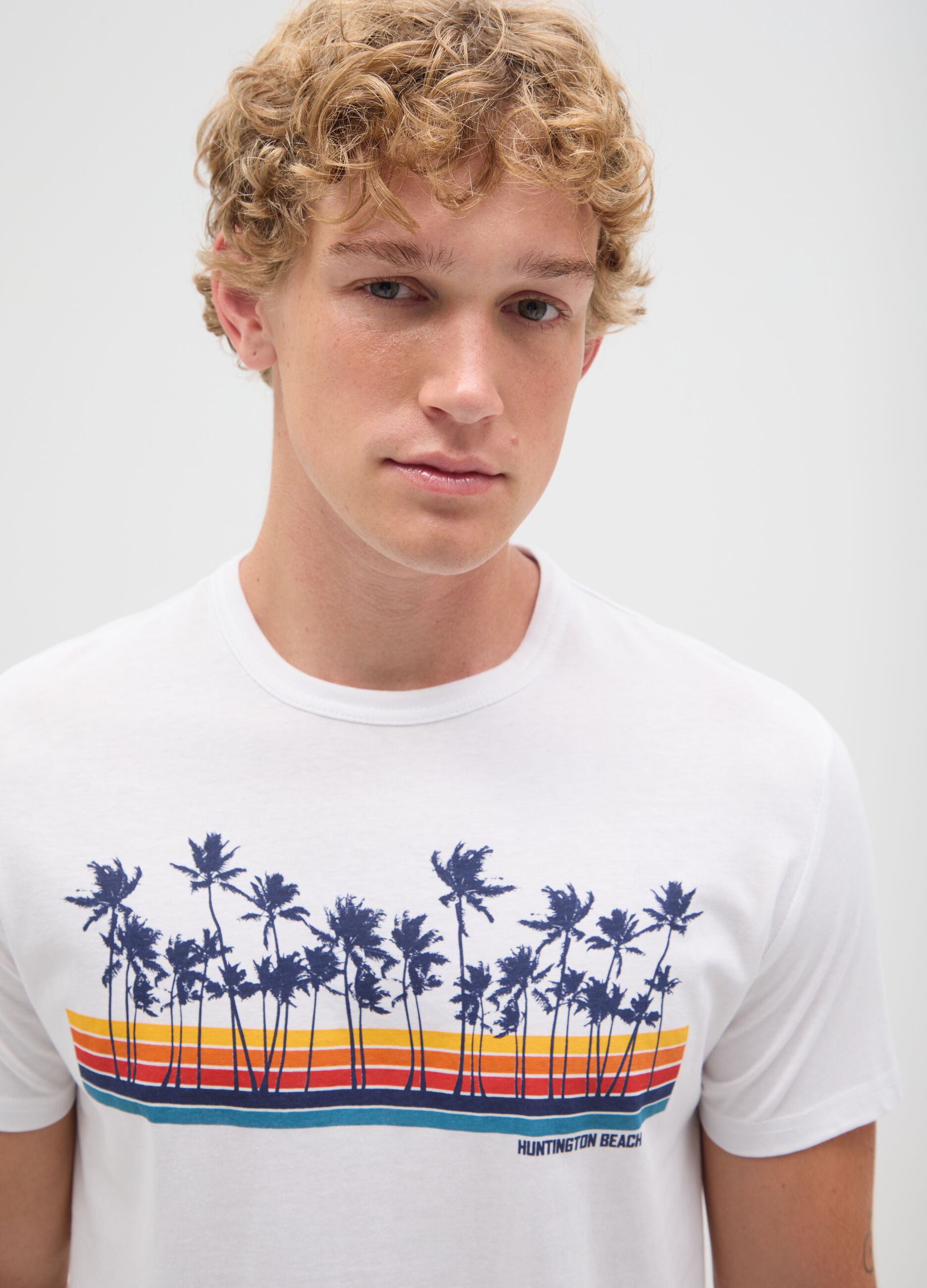 Men's white pure cotton t-shirt in regular fit