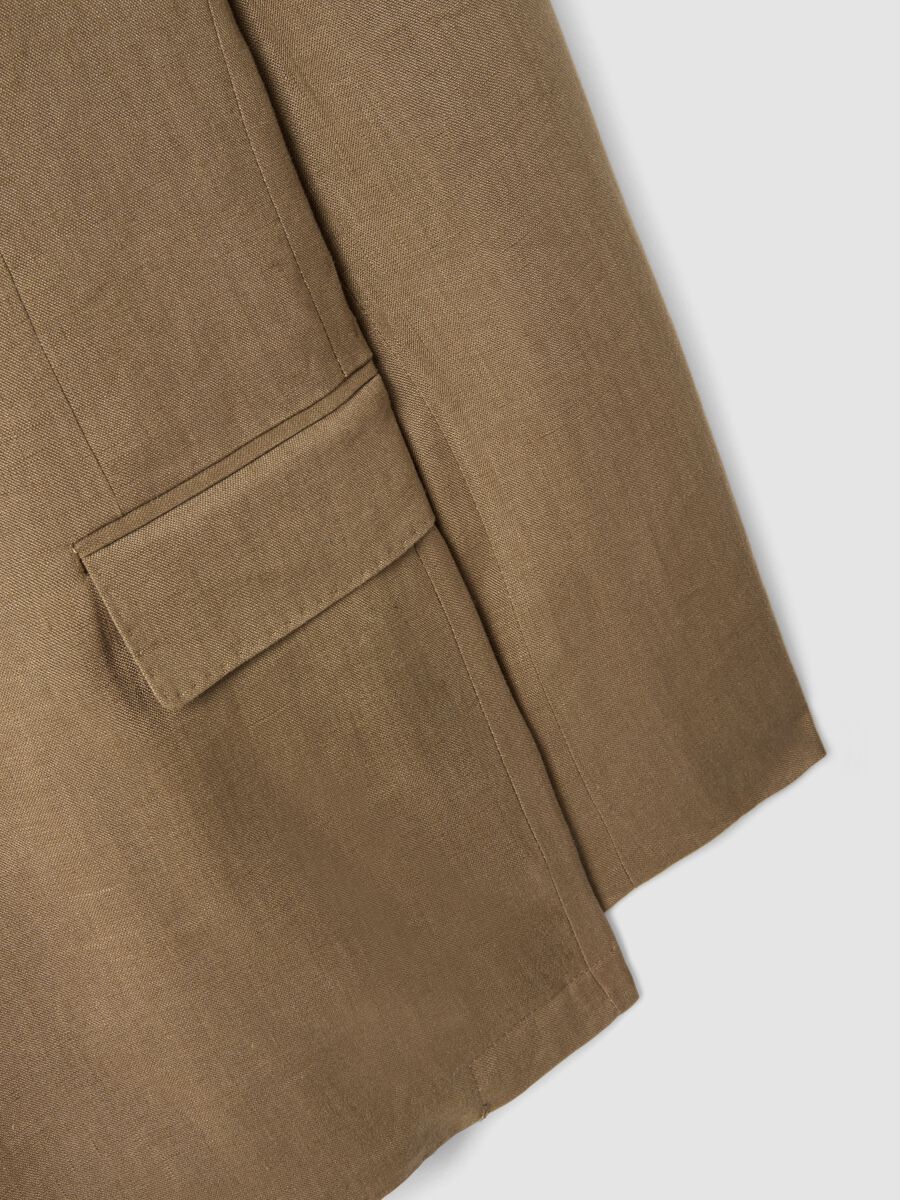Blazer in puro lino marrone regular fit_6