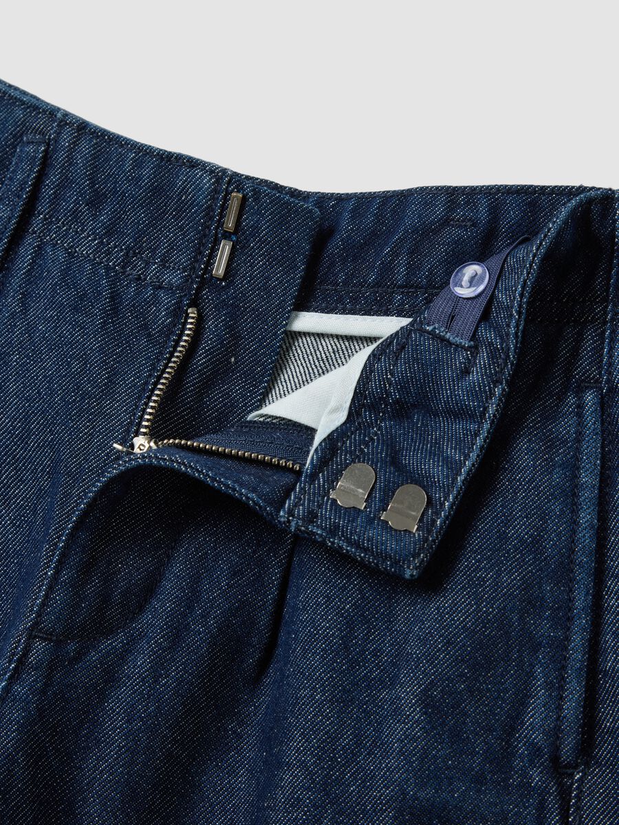 Jeans blu wide leg in puro cotone_4