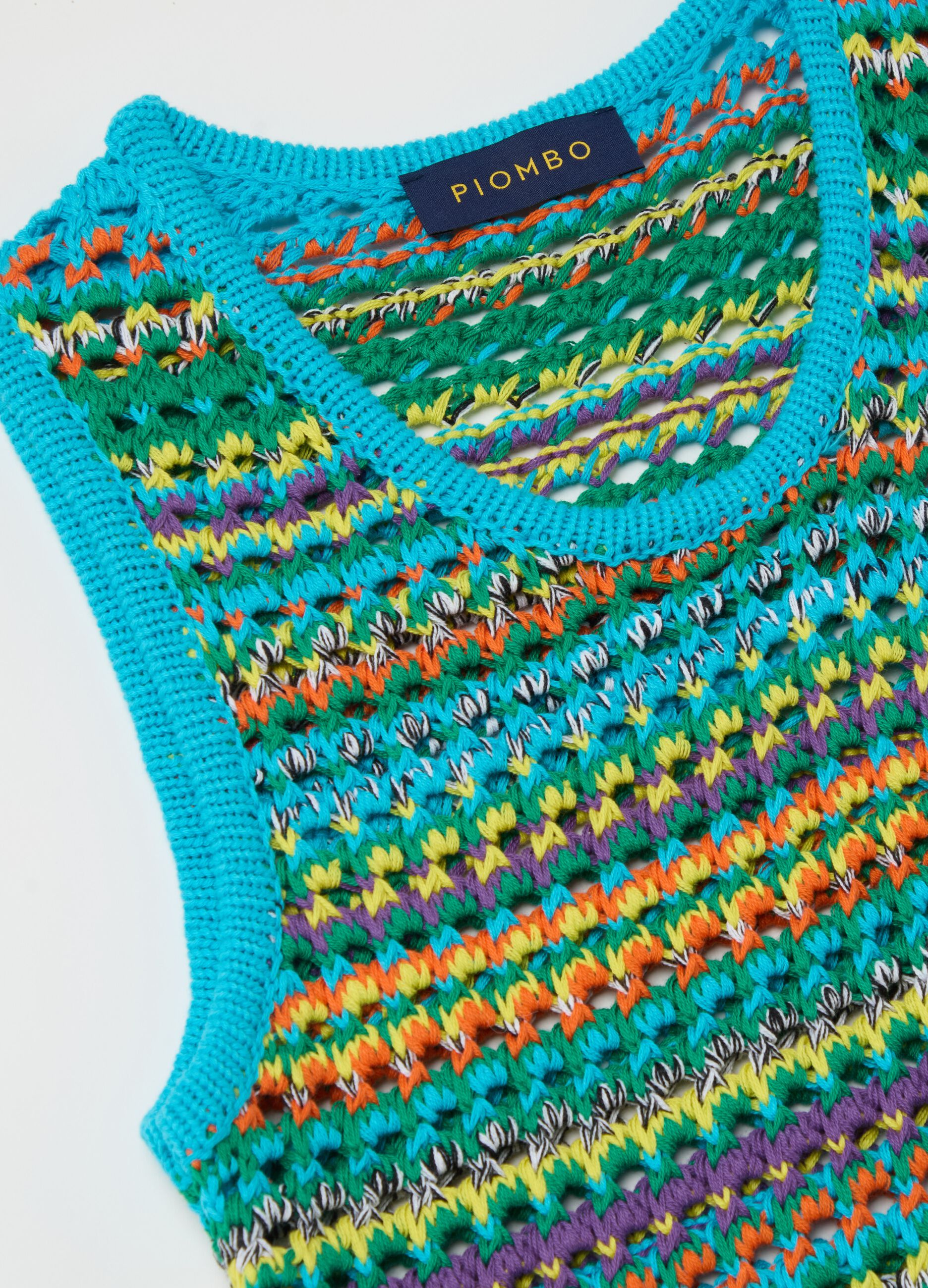 Crochet tank top in multicoloured knit