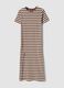 Abito midi marrone in cotone elasticizzato a righe_4
