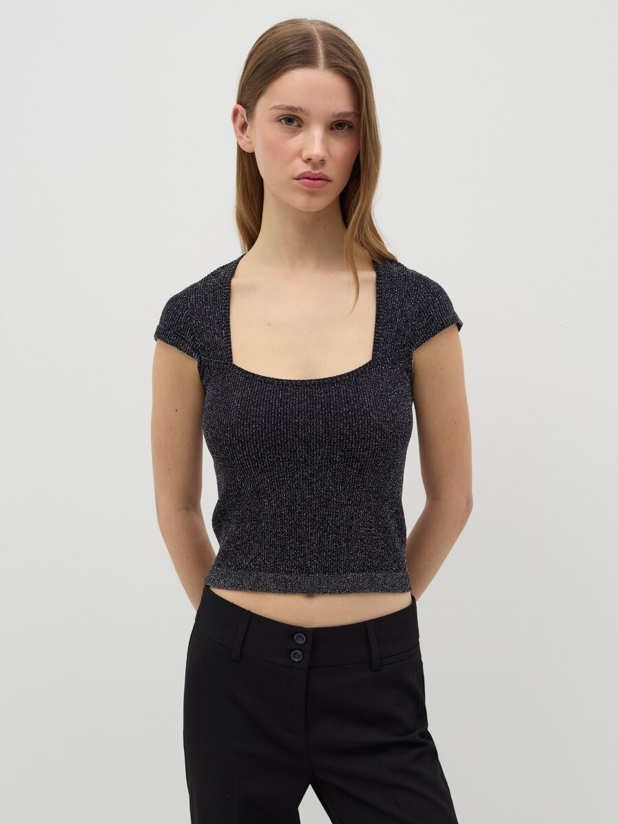 Lurex T-shirt with square neck_0