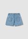 Shorts in puro cotone denim azzurri da bambina regular fit con ricami_1