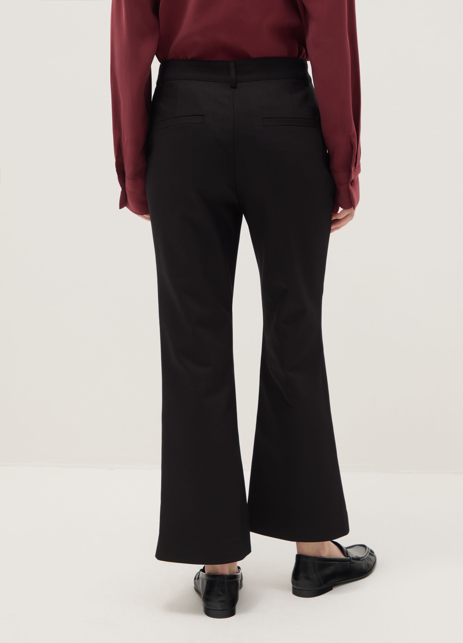 Black stretch regular fit trousers