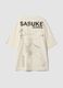 White oversized pure cotton Naruto print T-shirt_5