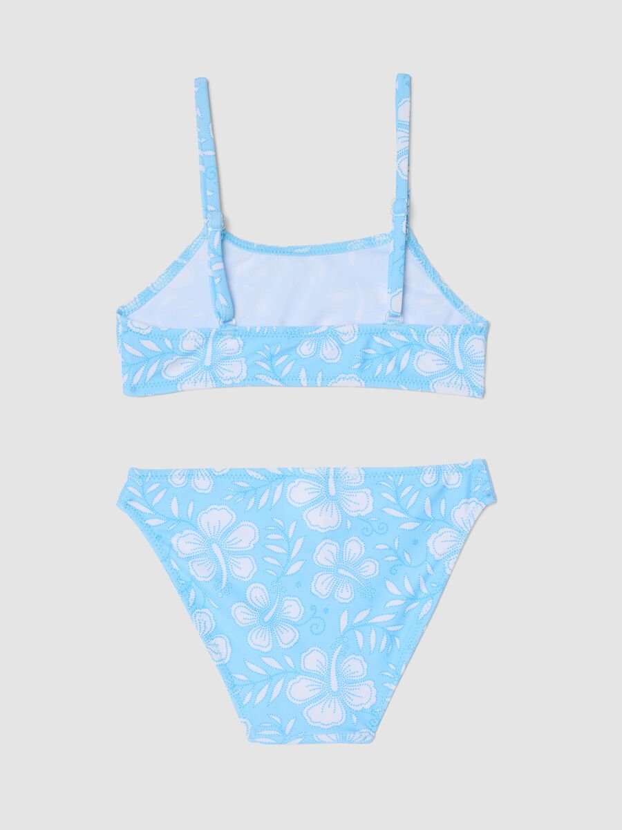 Girls&rsquo; light blue floral print bikini_1