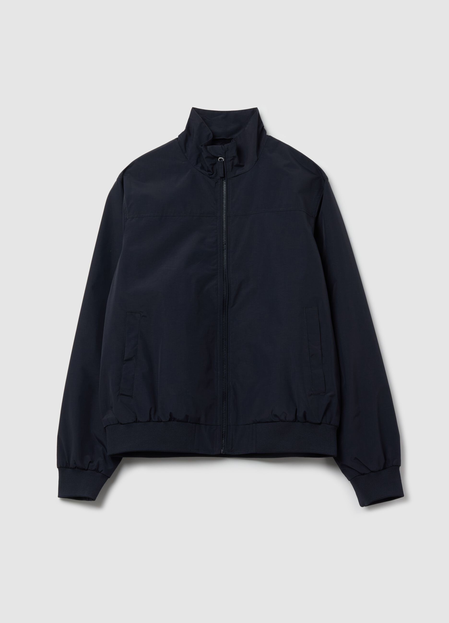 Full-zip bomber jacket with high neck