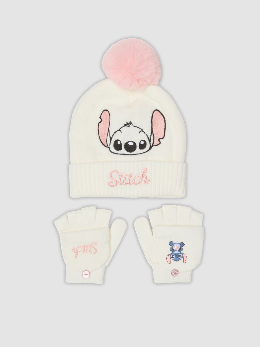 White Lilo & Stitch Hat and Gloves Set_0