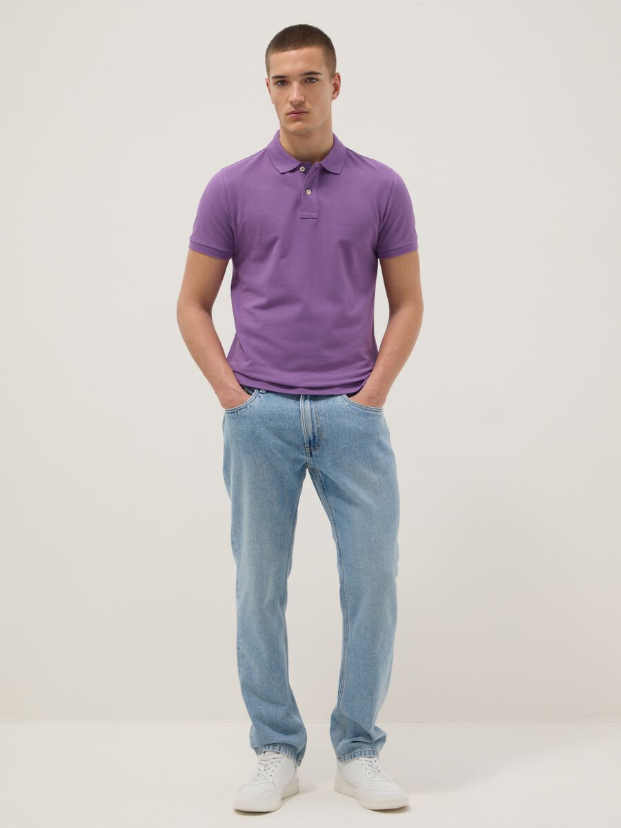 Purple slim fit pure cotton short sleeve polo_1