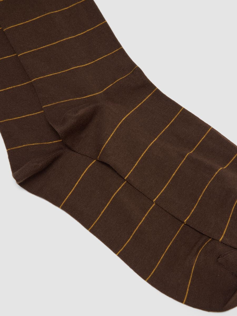 Brown long striped stretch-cotton socks_2