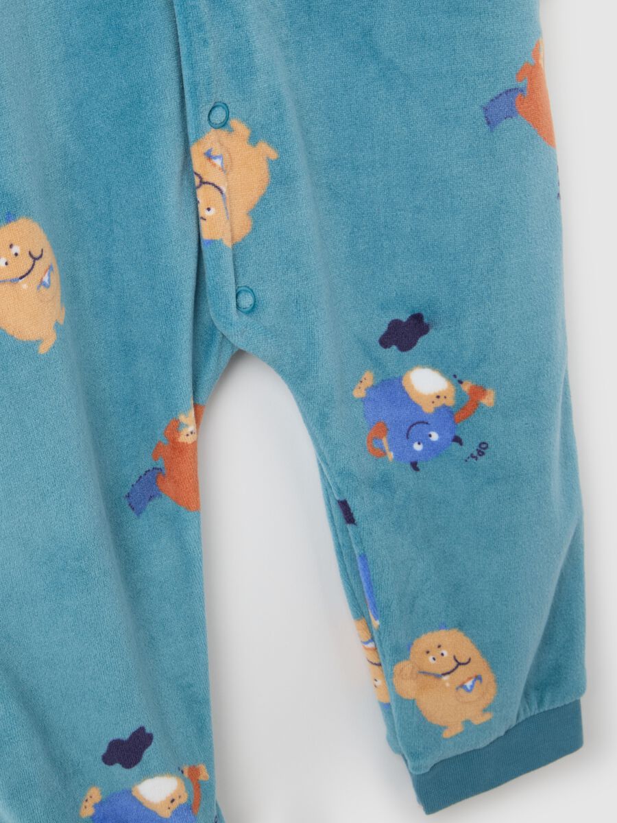 Newborn Velour Playsuit Twin Set with Snap Closure, Multicolor_3