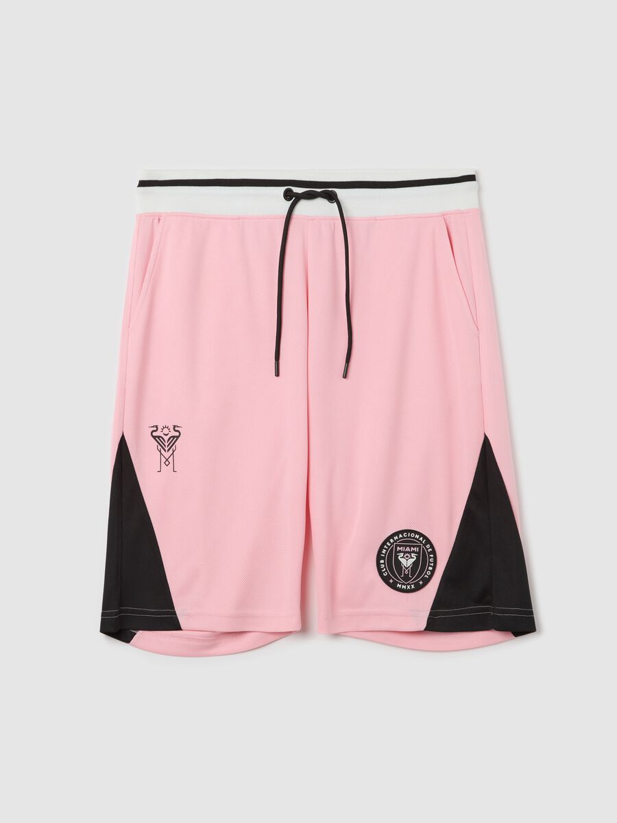 Pink Bermuda joggers with black details_4