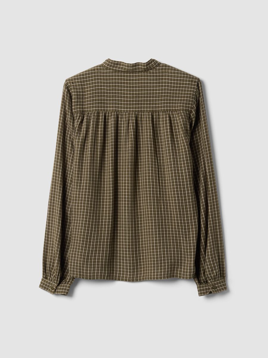 Blusa marrone in pura viscosa a quadri_2