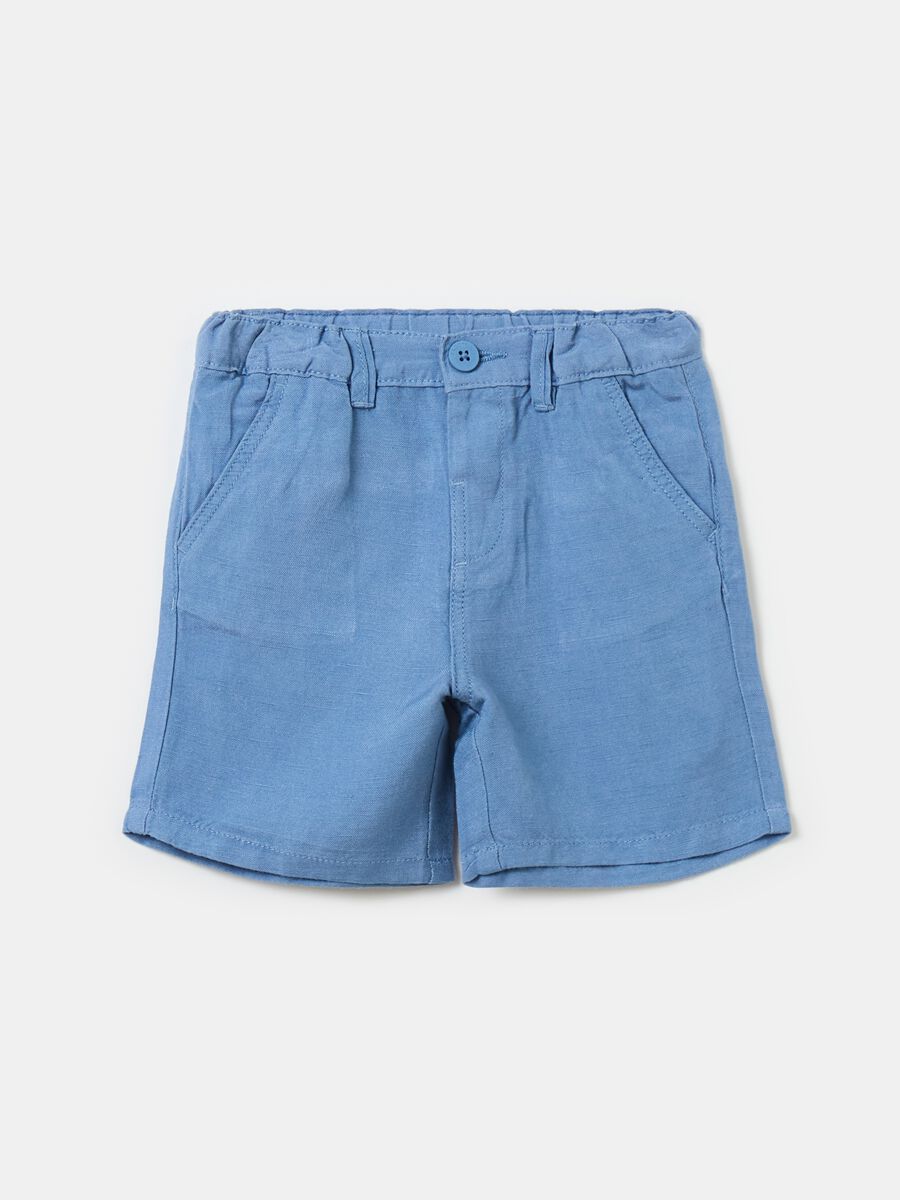Viscose and linen Bermuda shorts with pockets_0