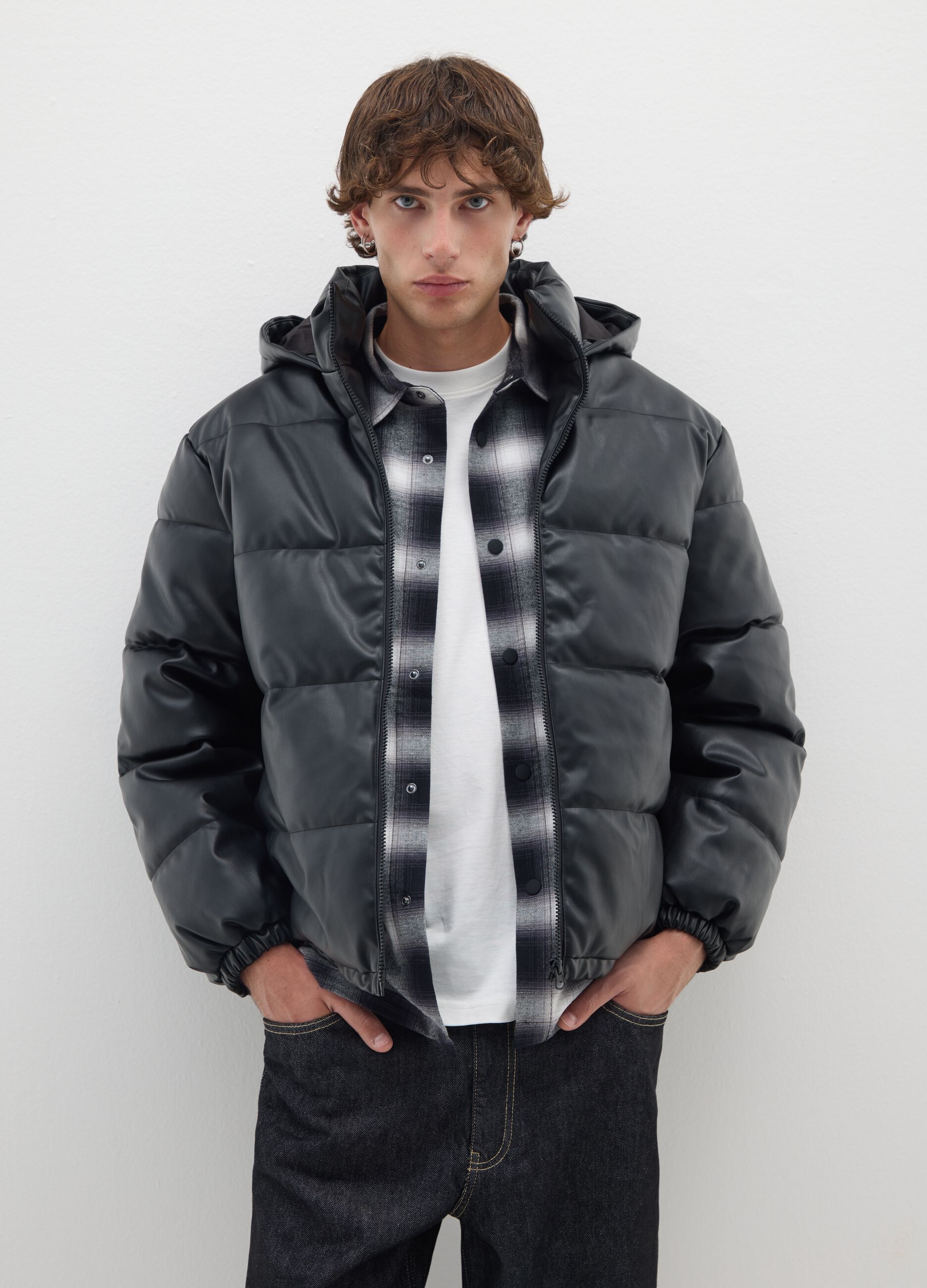 Black oversized jacket with zip