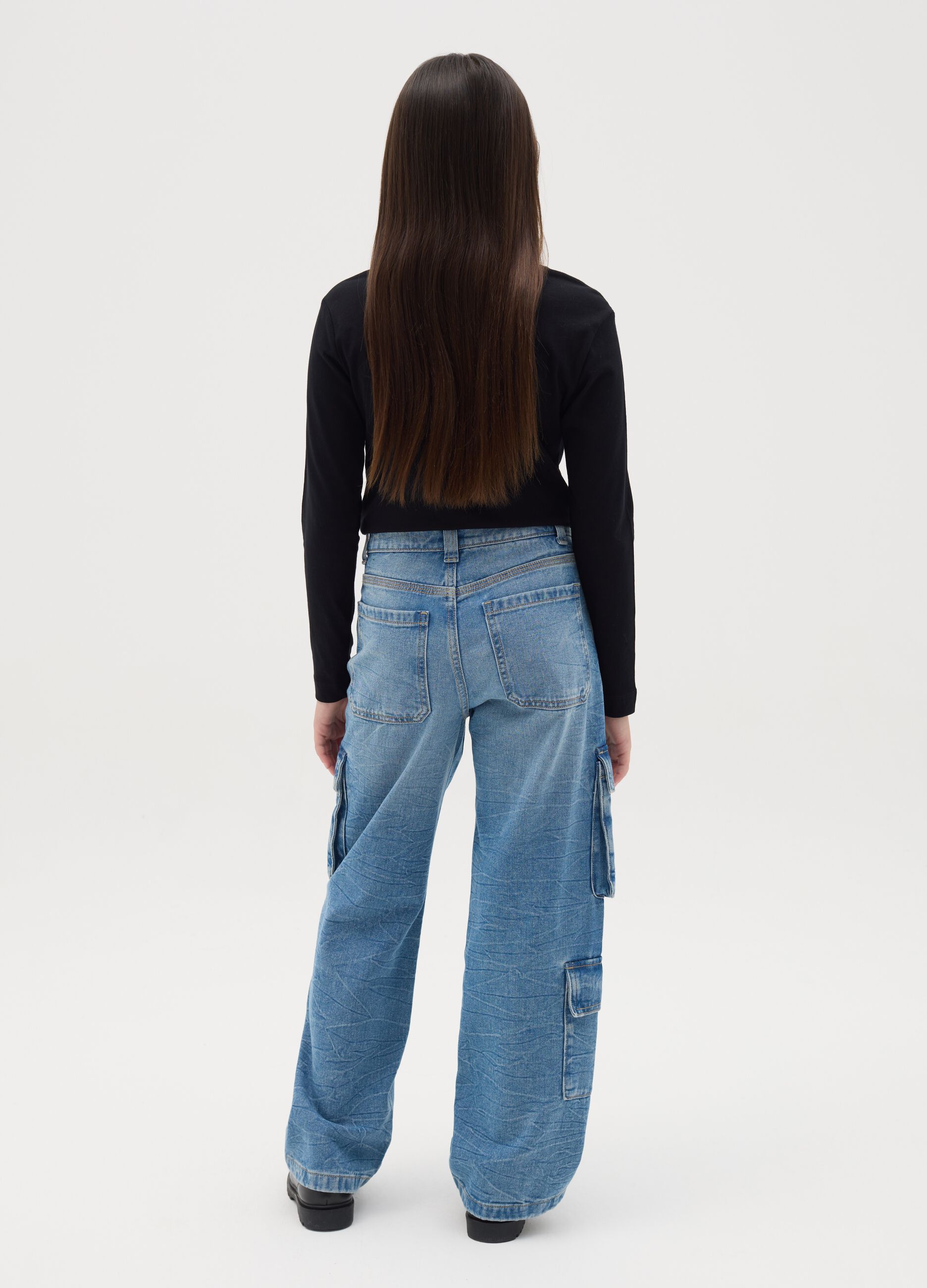 Cargo jeans with heart print
