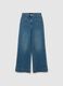 Blue stretchy denim wide leg trousers_4