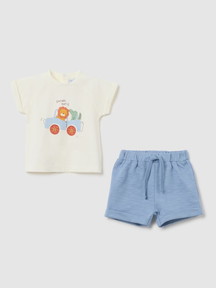 Pure White Cotton Summer Outfit for Babies with Print_0