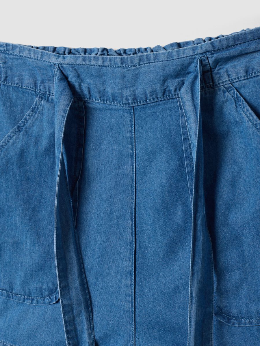 Light blue pure cotton denim shorts with elasticated waist, regular fit_1