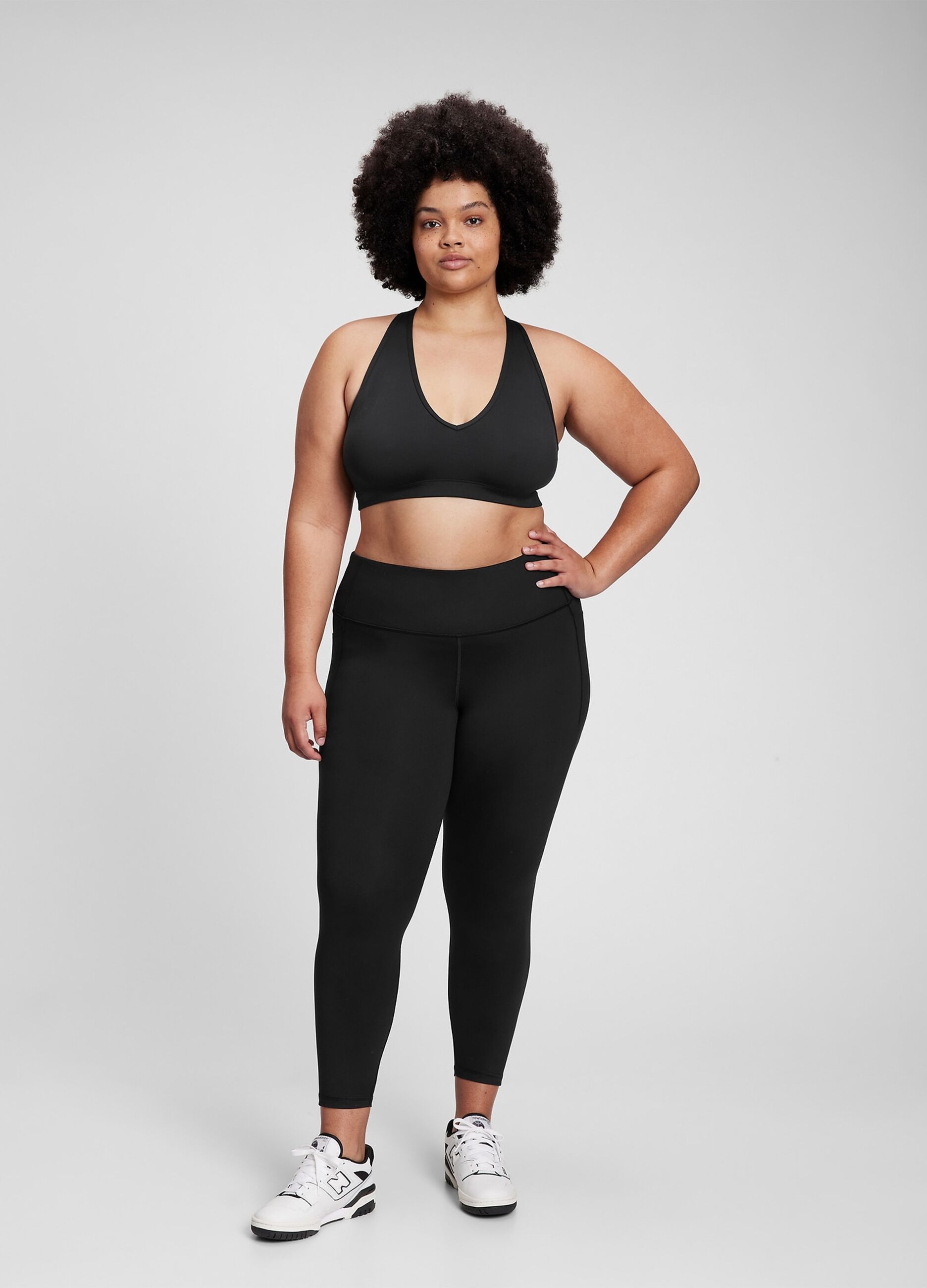 Solid colour high-rise leggings
