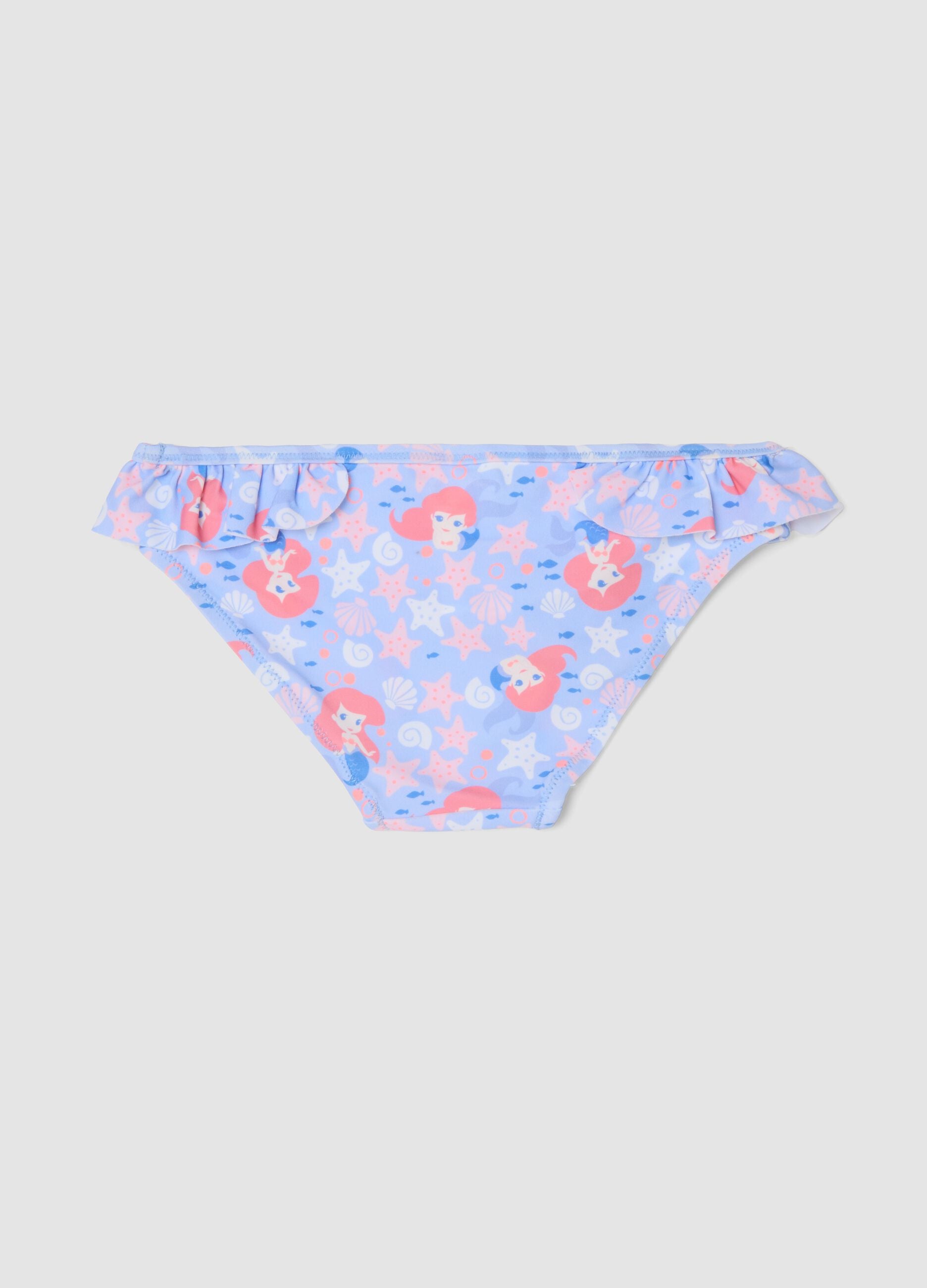 Blue ruffle-waist stretch swim briefs for baby girl
