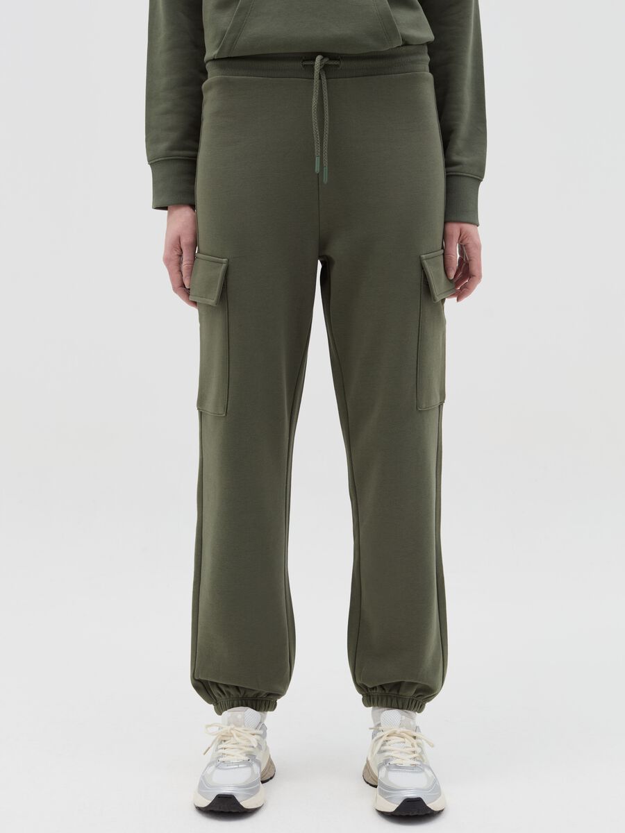 Cargo joggers in fleece with drawstring_1