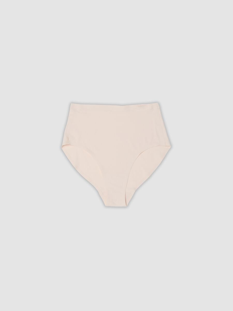 Slip brasiliana rosa a vita alta in tessuto elasticizzato con effetto shaping_4