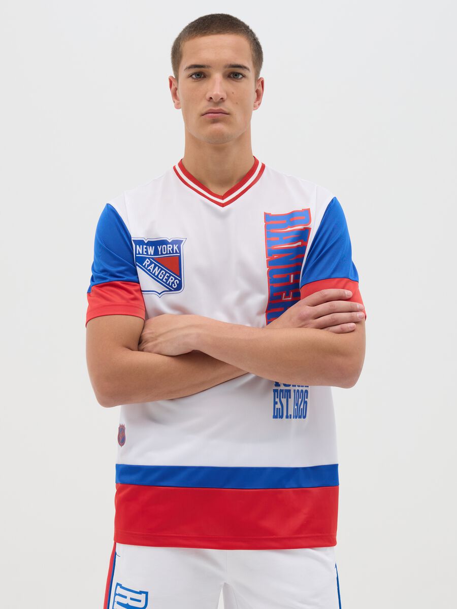 White New York Rangers T-shirt with mixed materials_0