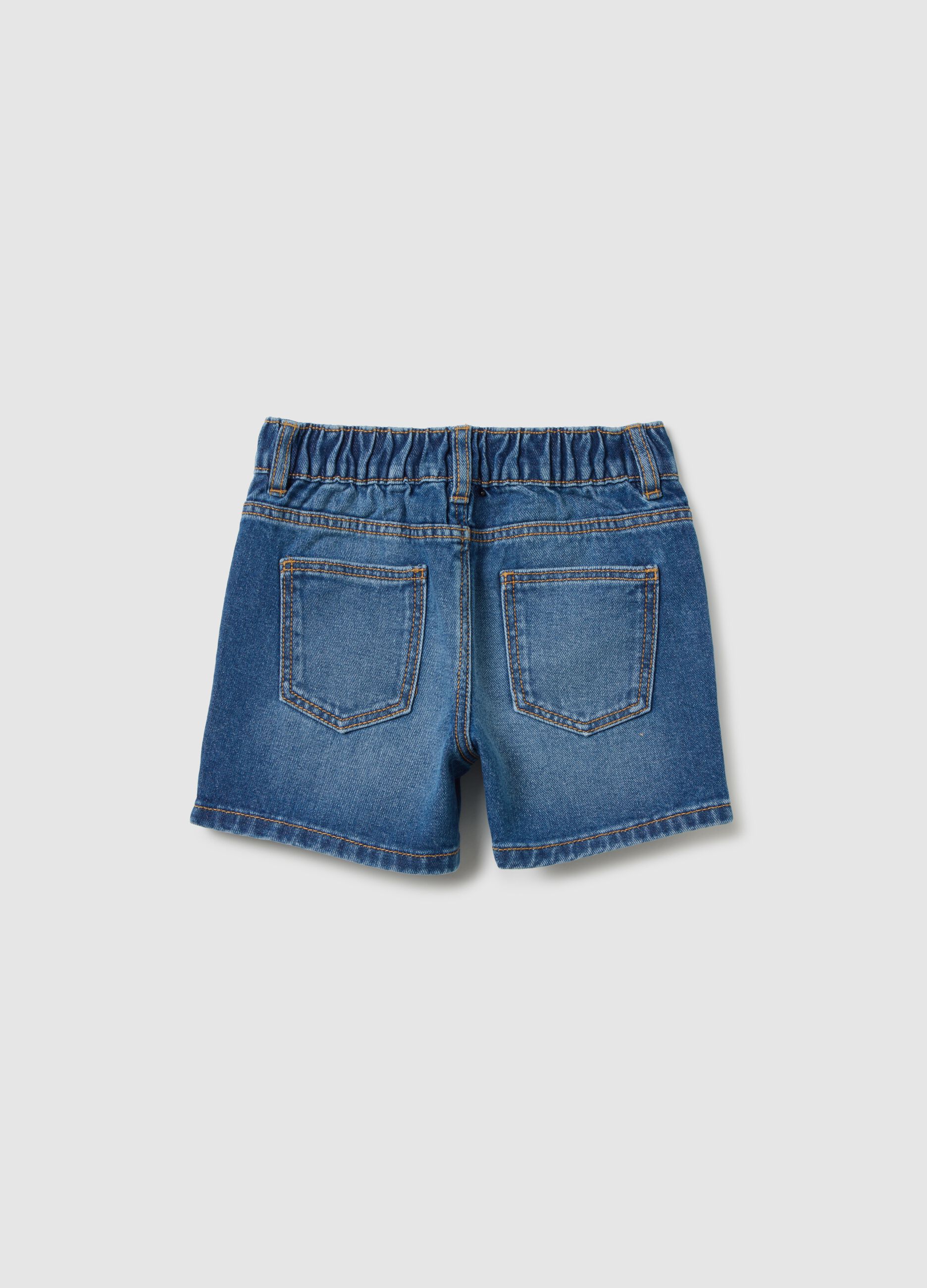 Girls' pure cotton denim shorts with regular fit
