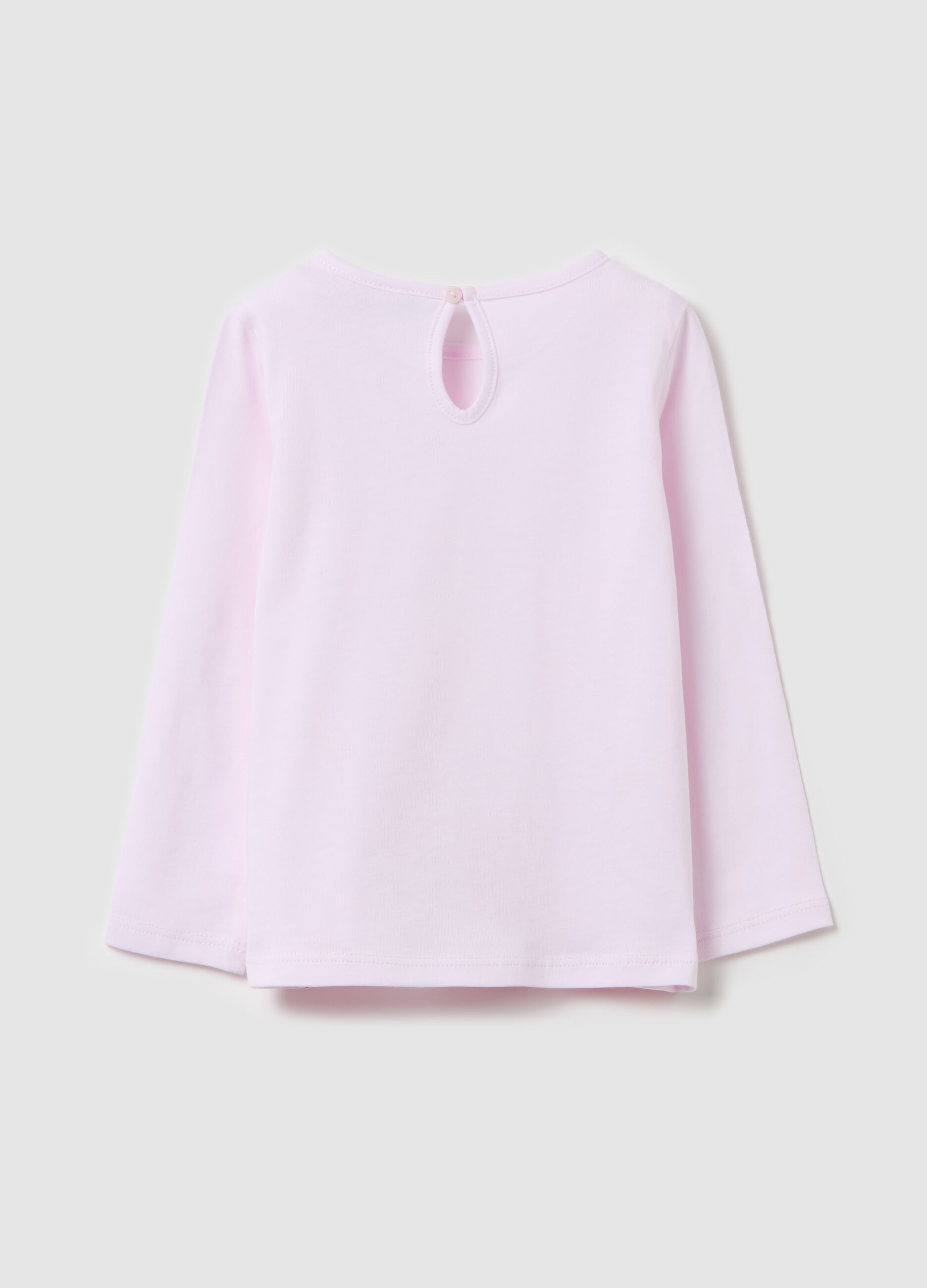 Cotton T-shirt with print and long sleeves