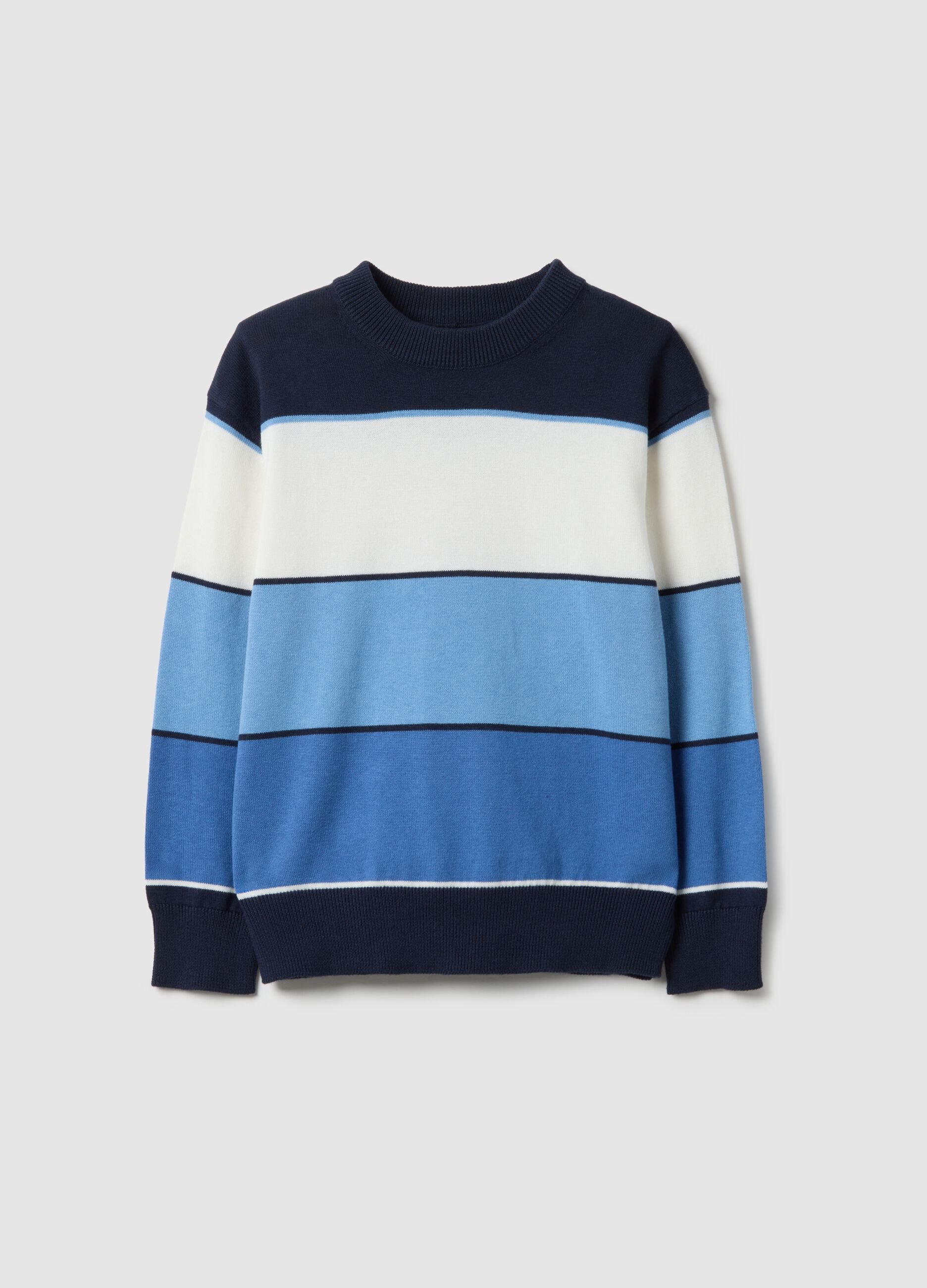 Children's multicolour striped sweater in pure cotton regular fit