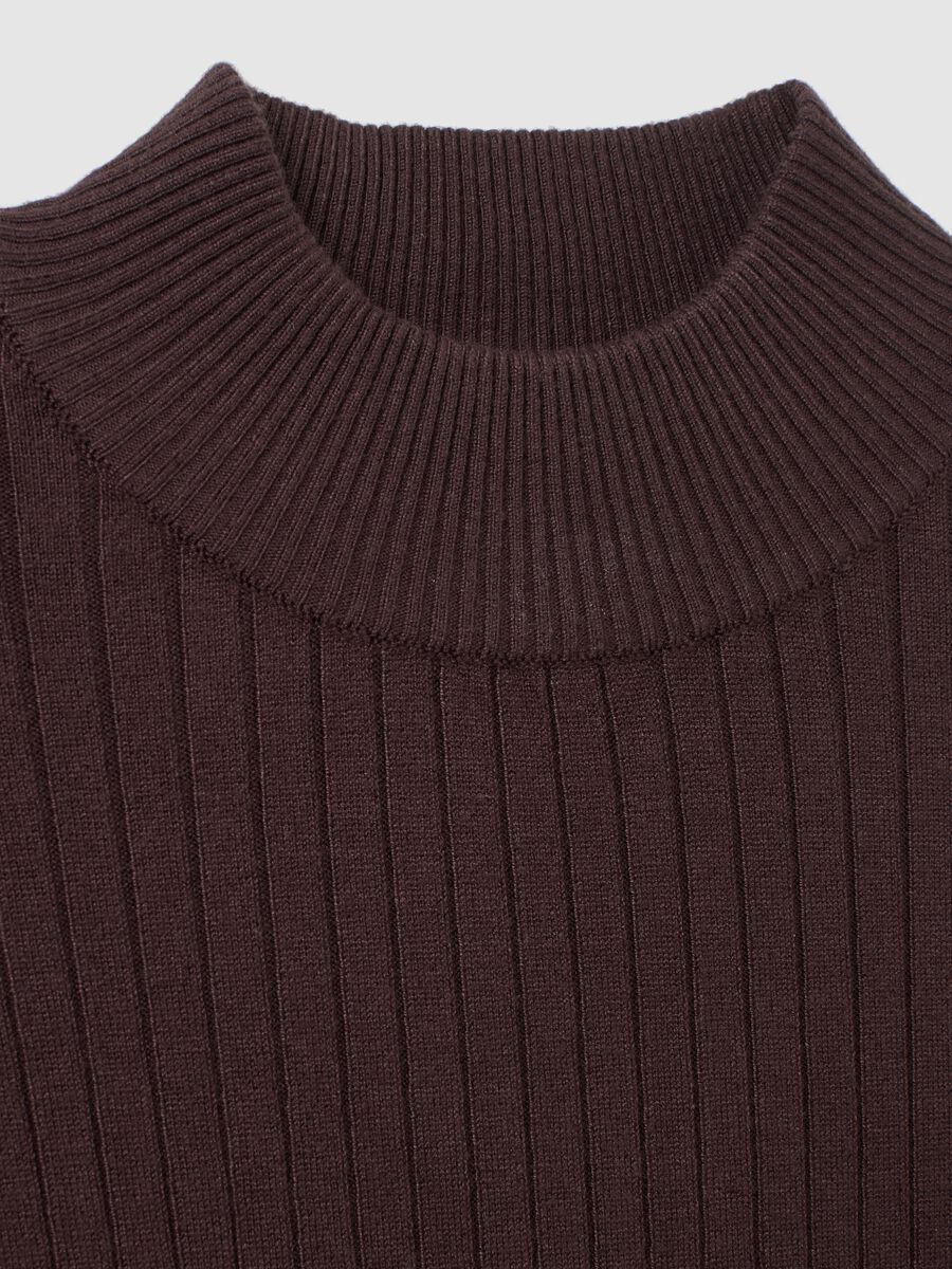 Brown mixed fitted sweater_5