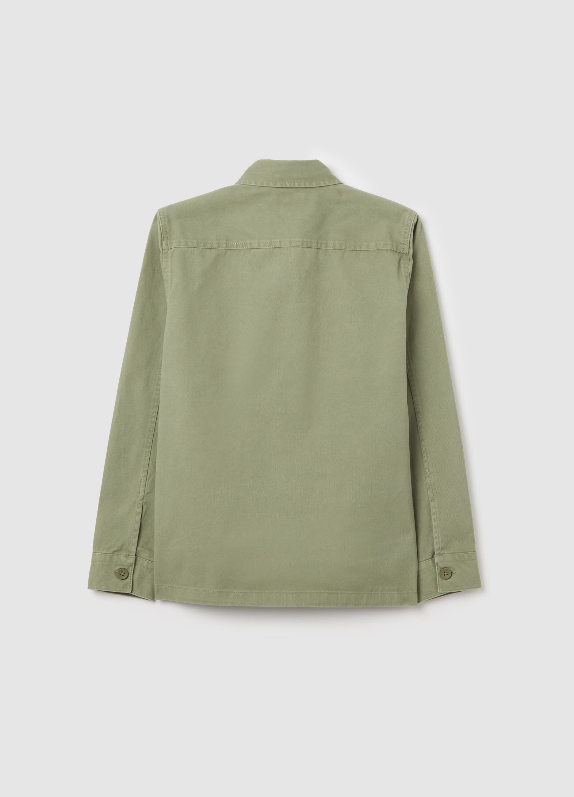 Camicia da ragazzo in puro cotone verde over fit con bottoni