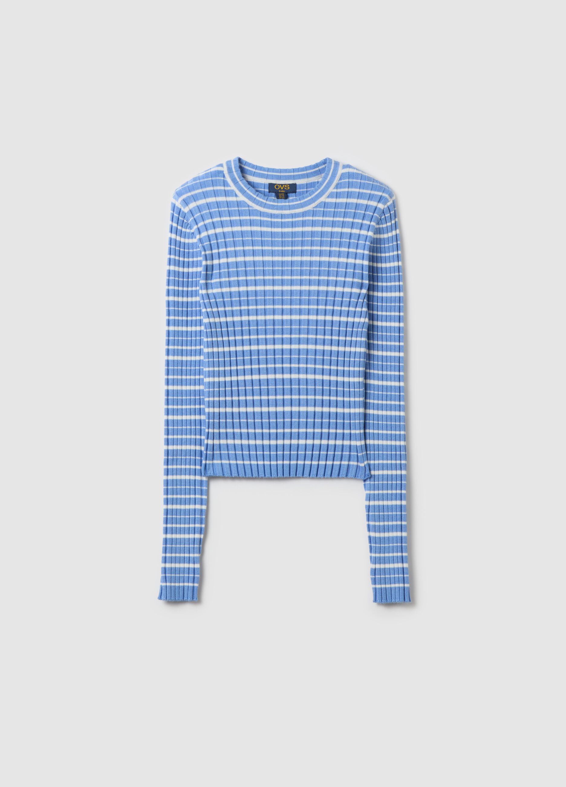 Ribbed T-shirt with striped pattern