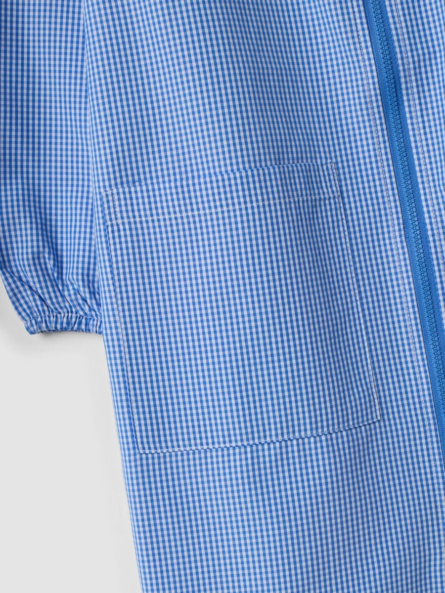 Light blue gingham nursery apron with zip and machine embroidery_3