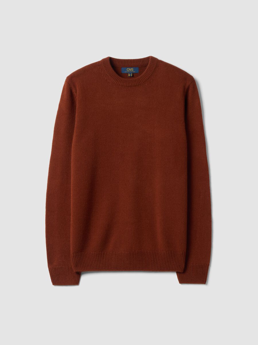 Maglia marrone girocollo in jersey knit regular fit_0
