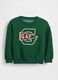 Green cotton sweatshirt with round neck_0