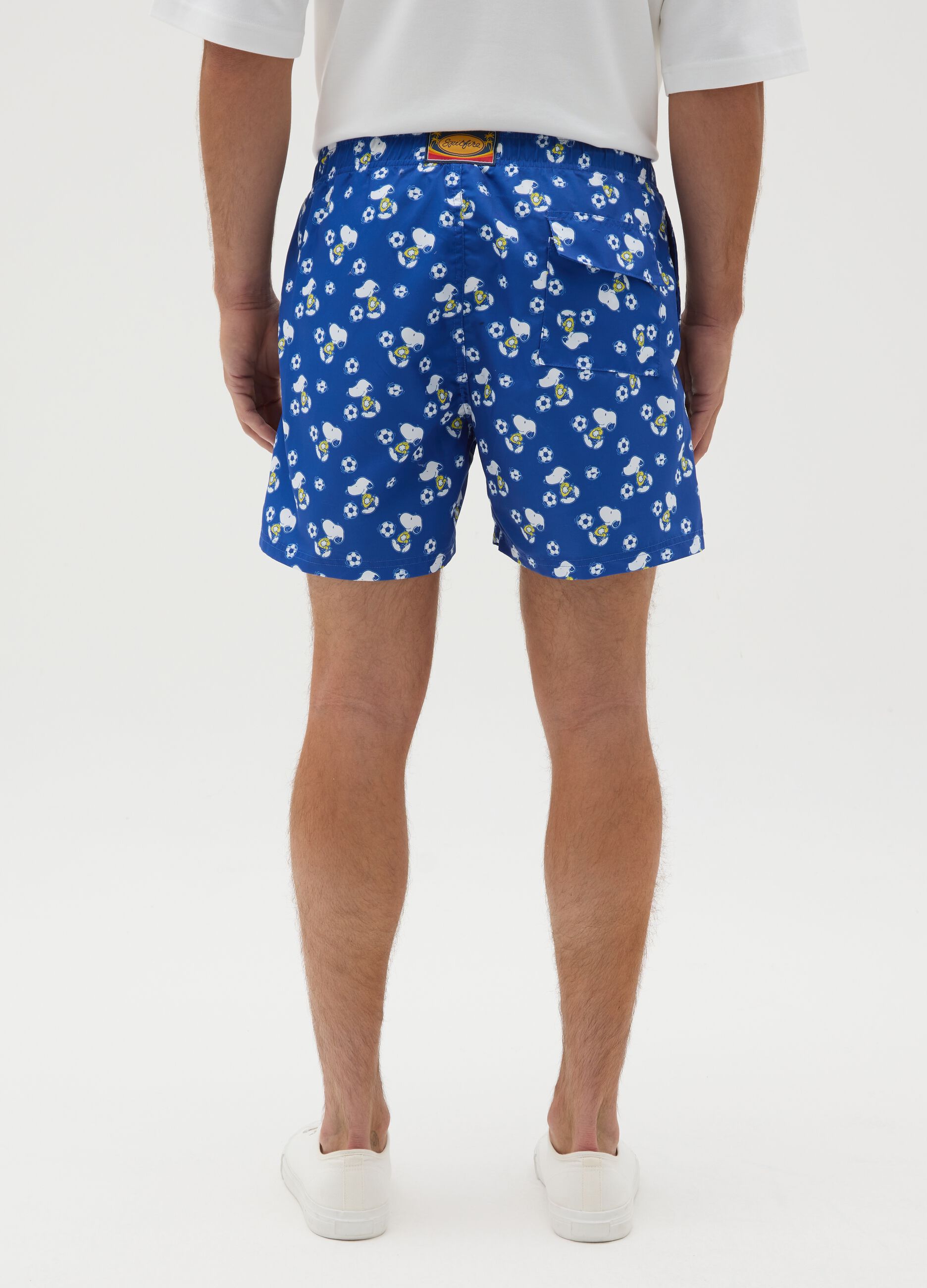 Men’s blue fabric shorts with print
