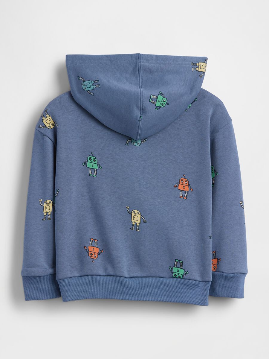 Felpa con cappuccio e zip in misto cotone_1