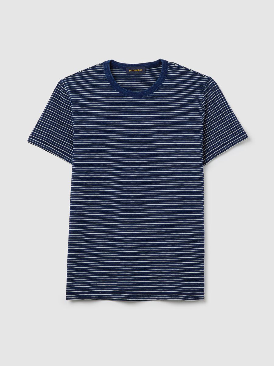 Blue and white T-shirt in striped cotton_4