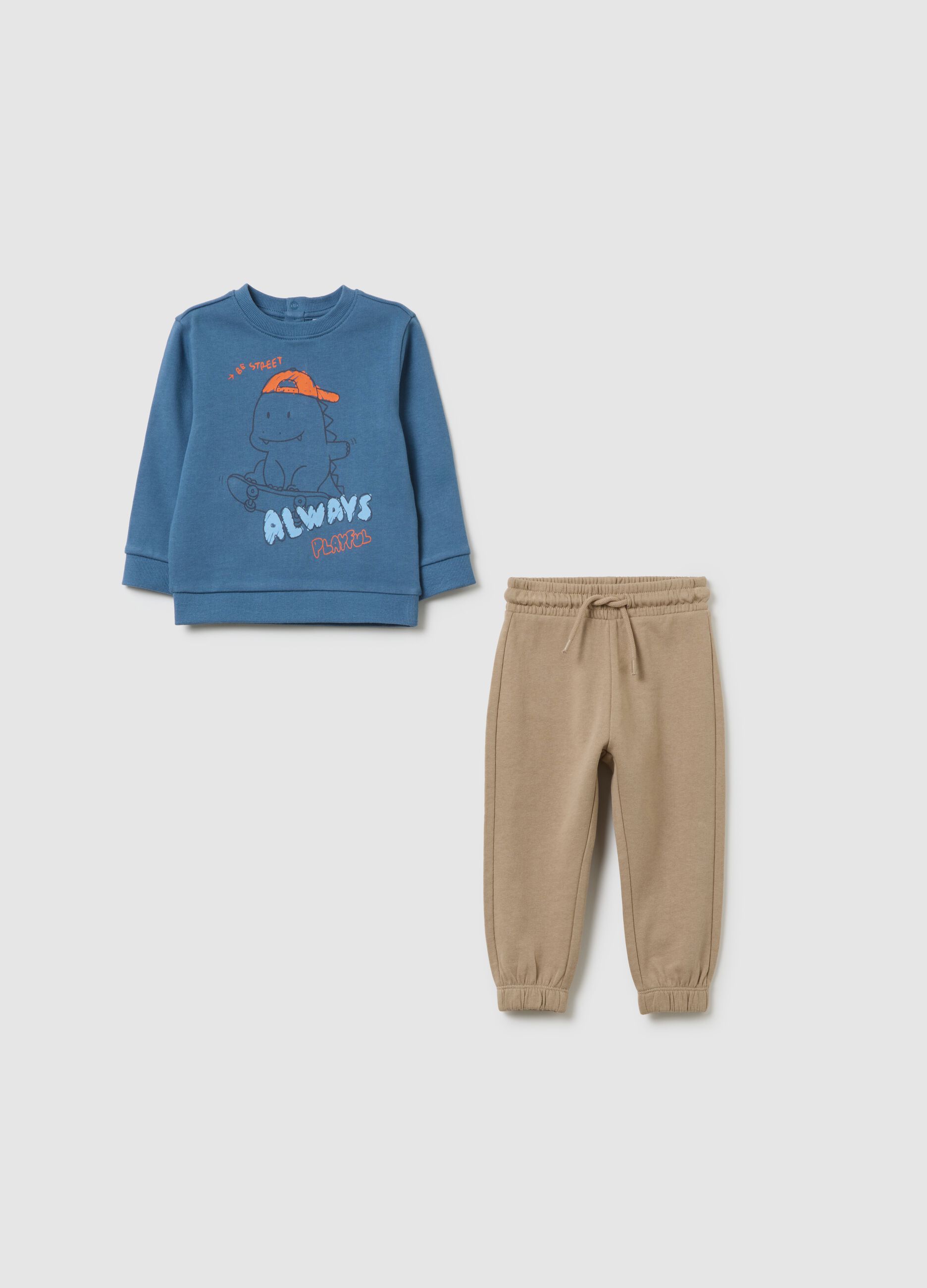 Kids' blue regular fit cotton sweatshirt set