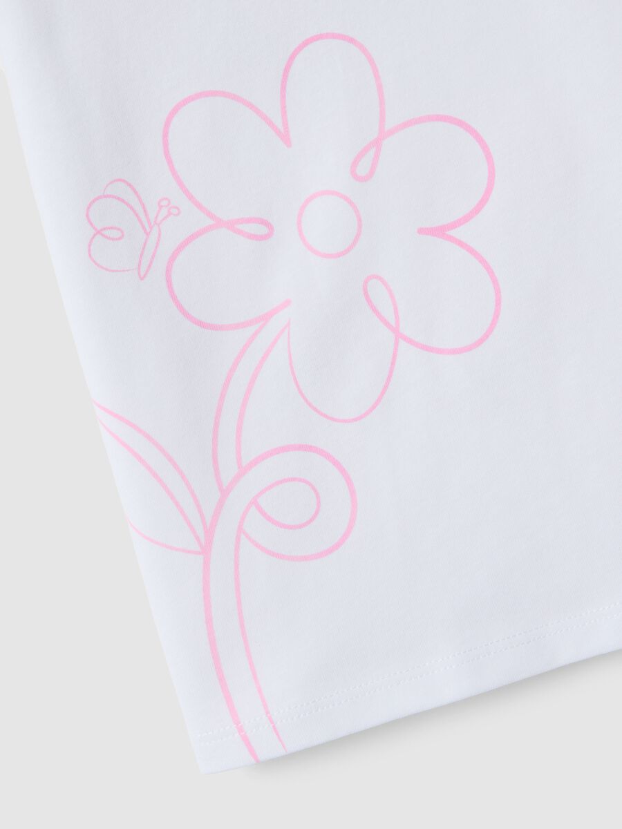 White pure cotton girl's T-shirt regular fit with print_3