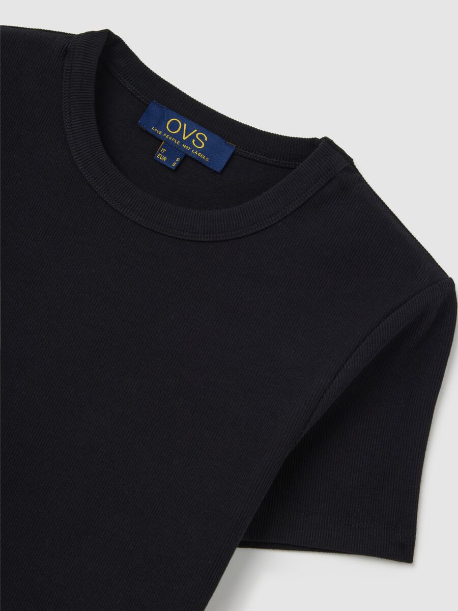 Black Stretch Short Sleeve T-shirt Ovs_5