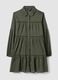 Green pure organic cotton kaftan with ruffles and broderie inserts_4