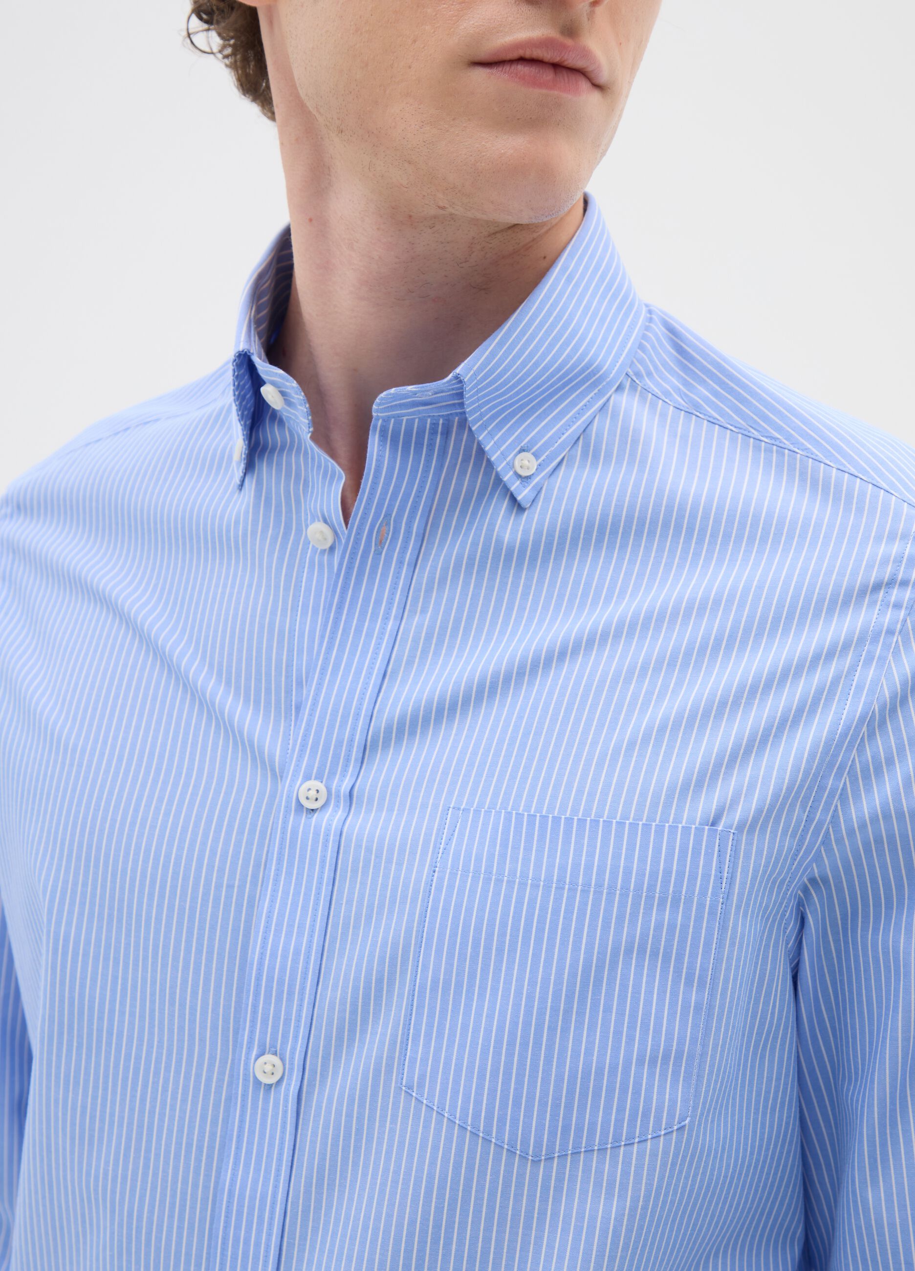 Blue Cotton Blend Regular Fit Shirt