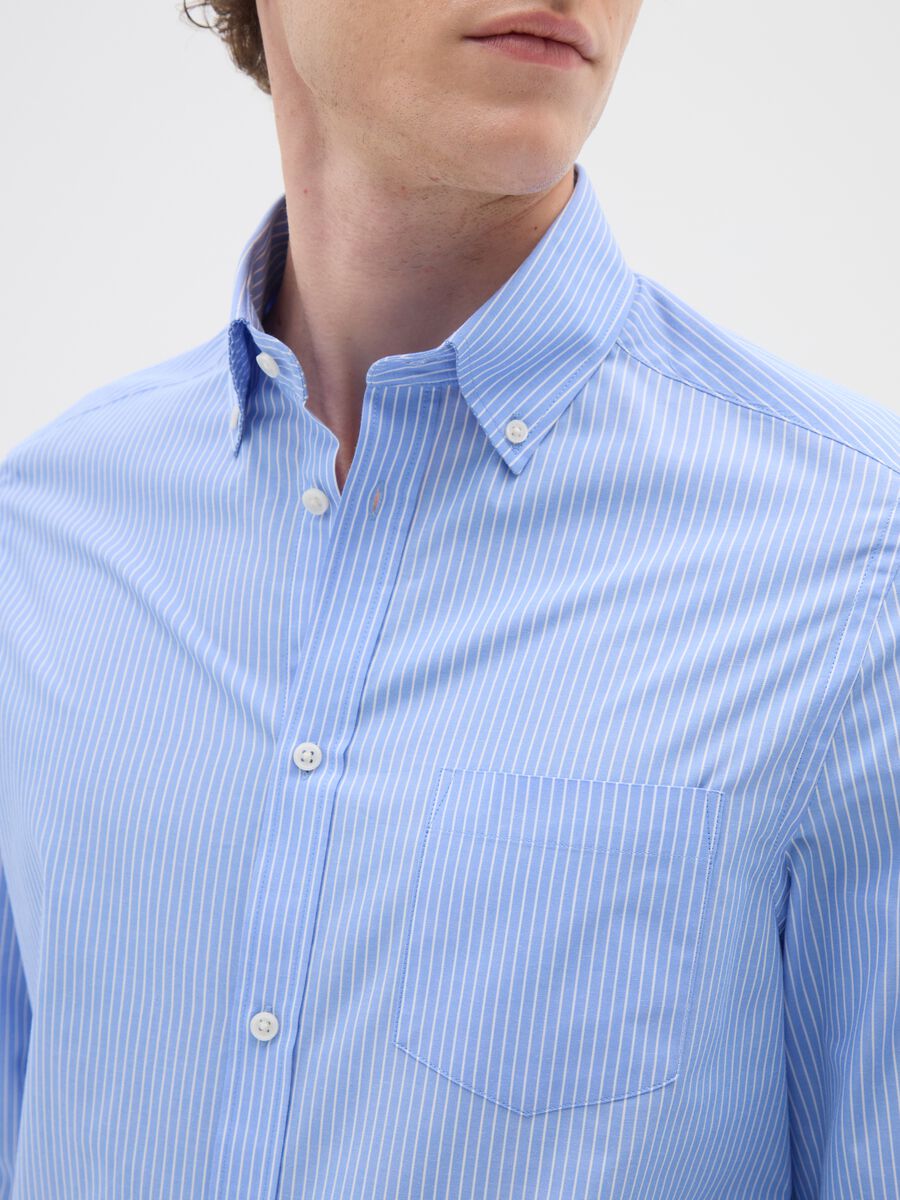 Blue Cotton Blend Regular Fit Shirt_1
