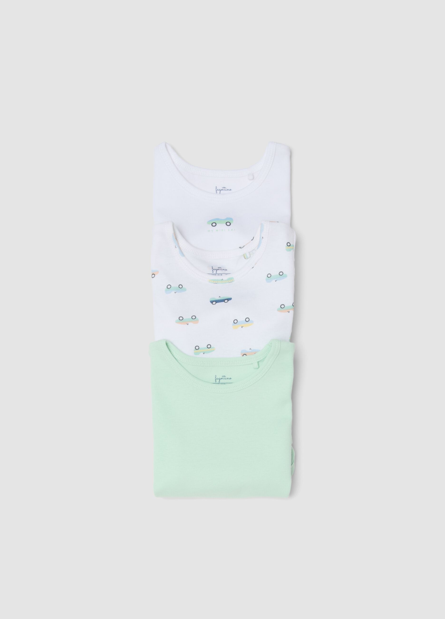 Multicolour pure cotton tripack bodysuits for babies