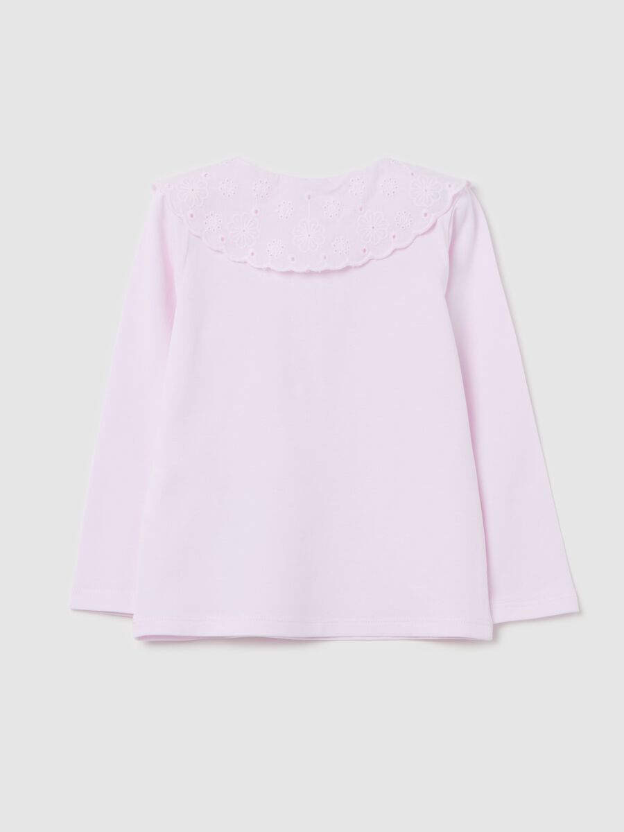 Polo shirt with broderie anglaise collar_1